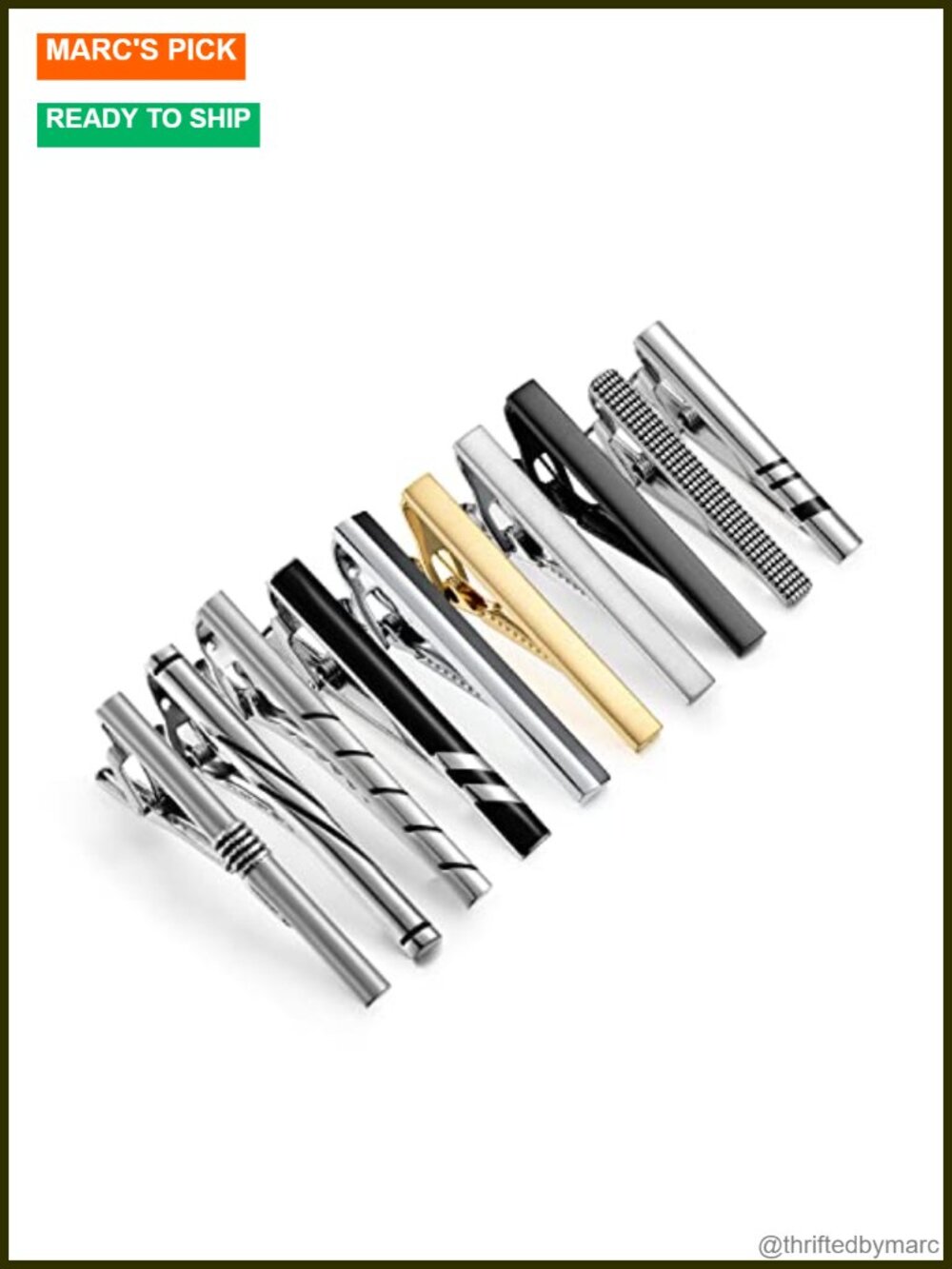 Metal Tie Clip Set for Men - 10 Pcs Short Tie Bar Business Necktie Pin